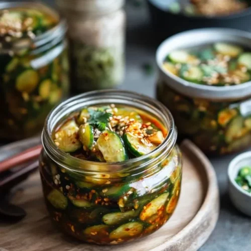 Asian Pickled Cucumbers in the jar