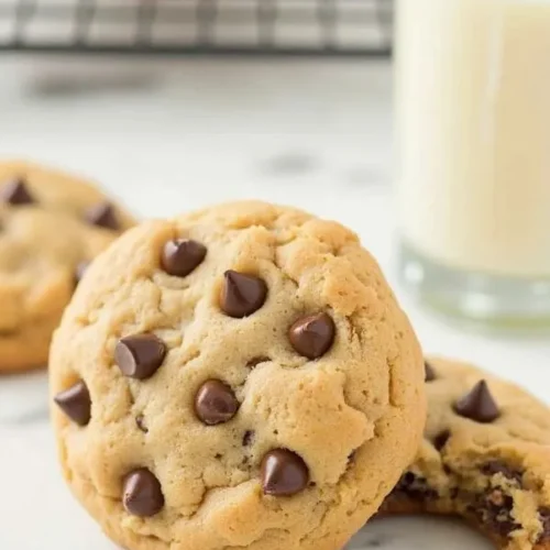 Banana Bread Chocolate chip cookies and glass of milk, with cooling rack in the background. Show more info.